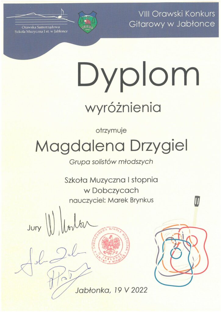 Dyplom Magdalena Drzygiel 19.05.2022 R