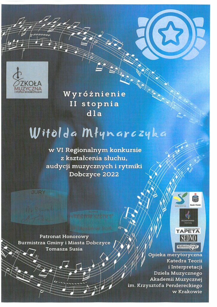 Dyplom Witold Mlynarczyk 2022 R