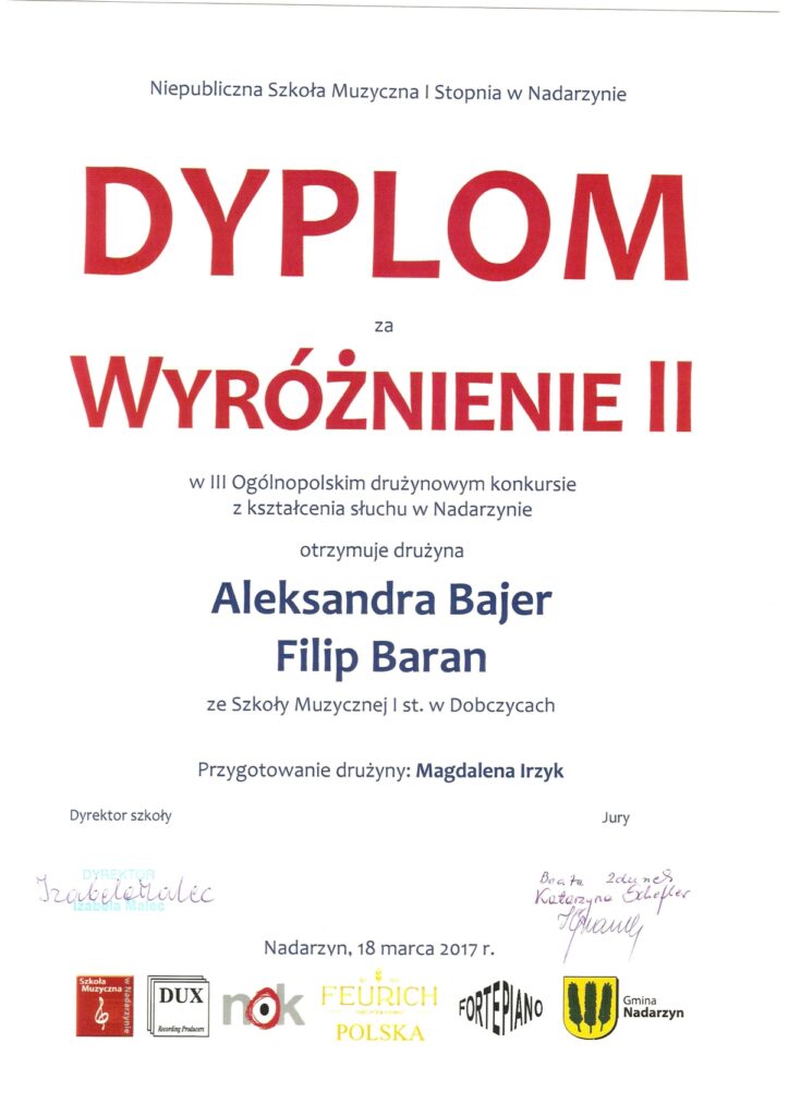 Dyplom Bajer I Baran 1