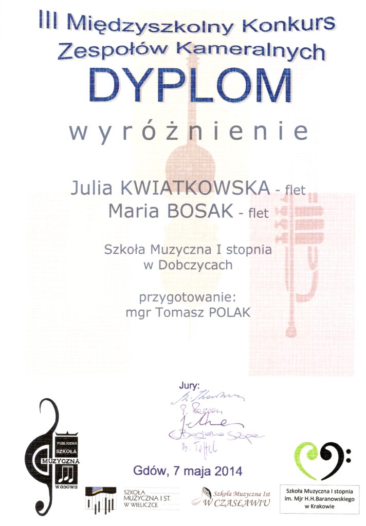 Dyplom Duet Kwiatkowska, Bosak