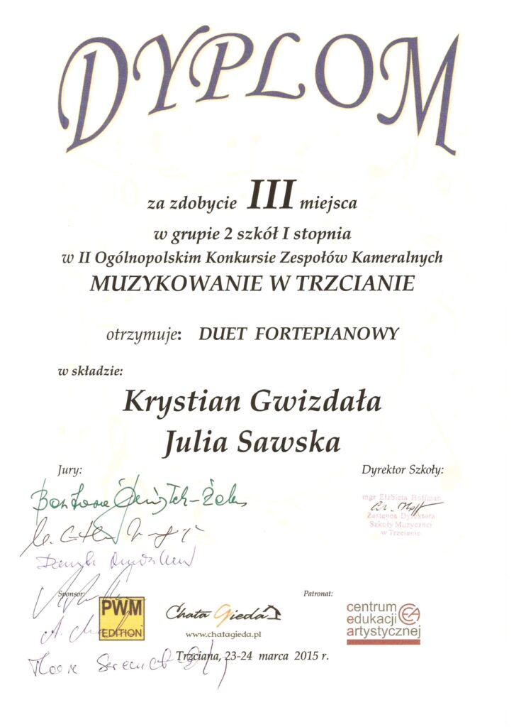 Dyplom Duet Sawska, Gwizdała Trzciana 1