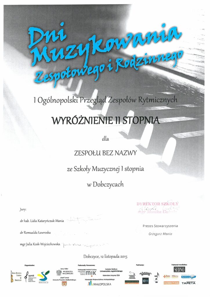 Dyplom Festiwal Zespołów Rytmicznych 1
