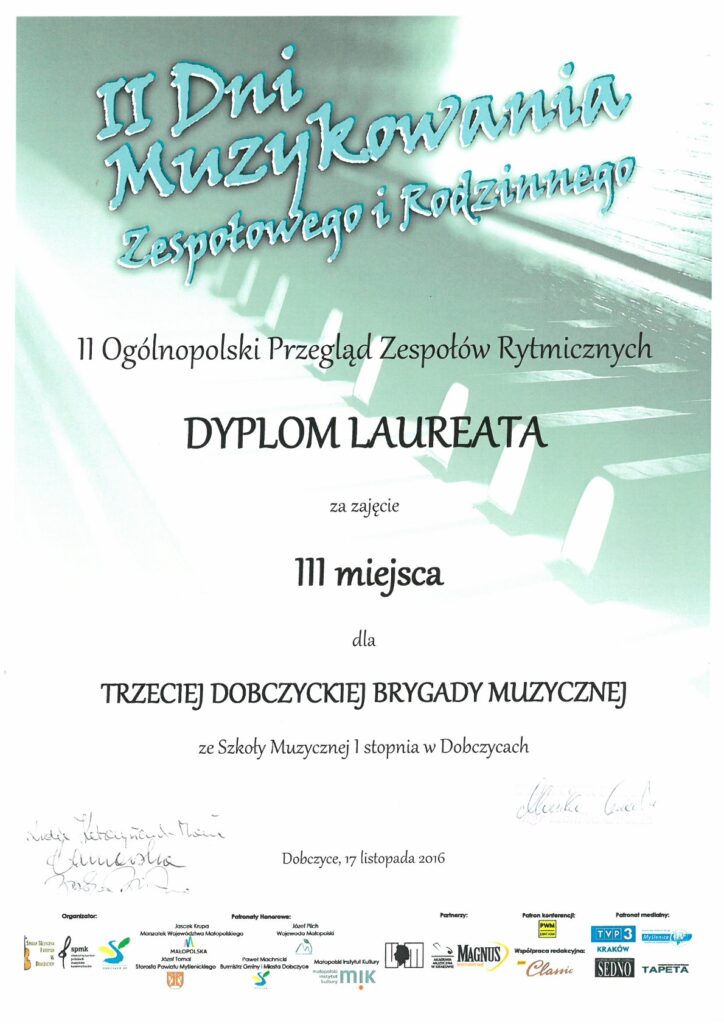 Dyplom PrzeglĄd ZespoŁÓw Rytm. 1