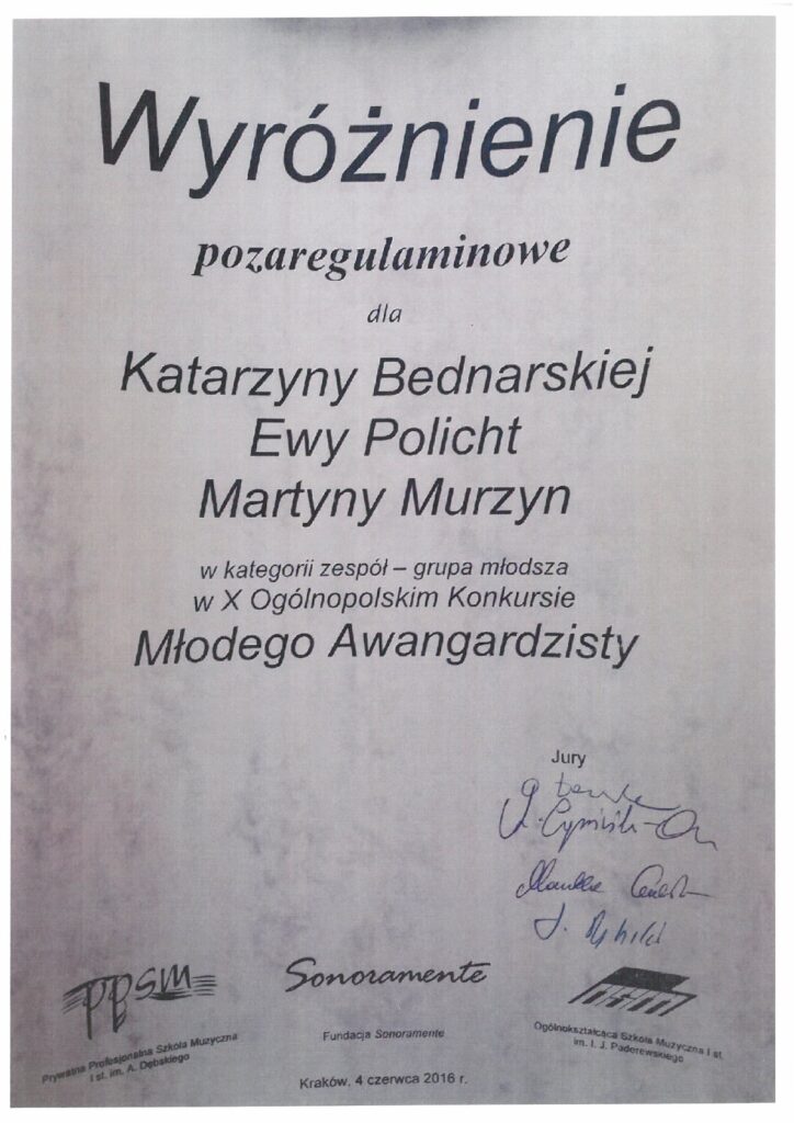 Dyplom Trio Bednarska, Policht, Murzyn 1