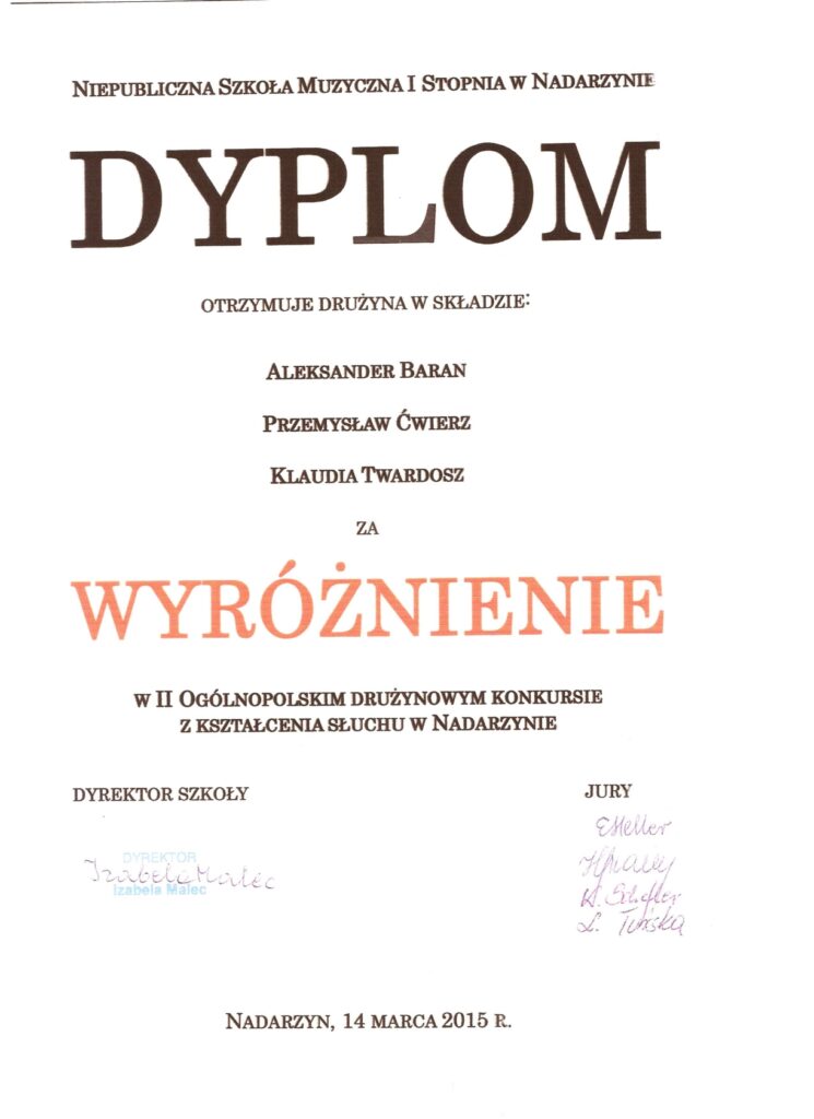Dyplom Trio Nadarzyn 1