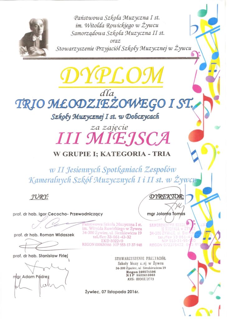 Dyplom Trio Żywiec 1
