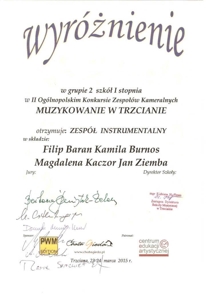 Dyplom ZespÓŁ Trzciana 1