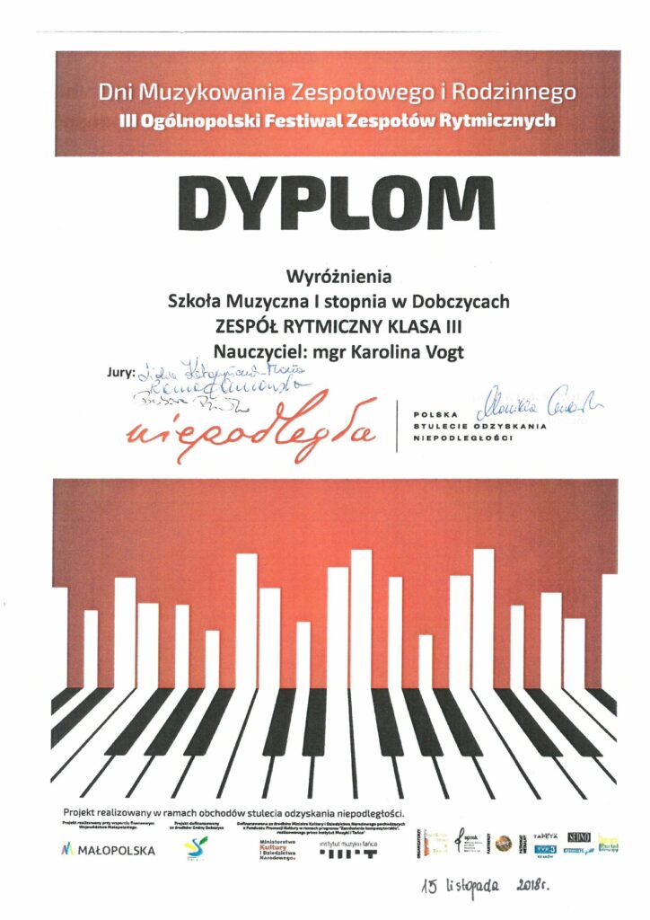 Dyplom Zespół Rytmiczny Klasy Iii 1