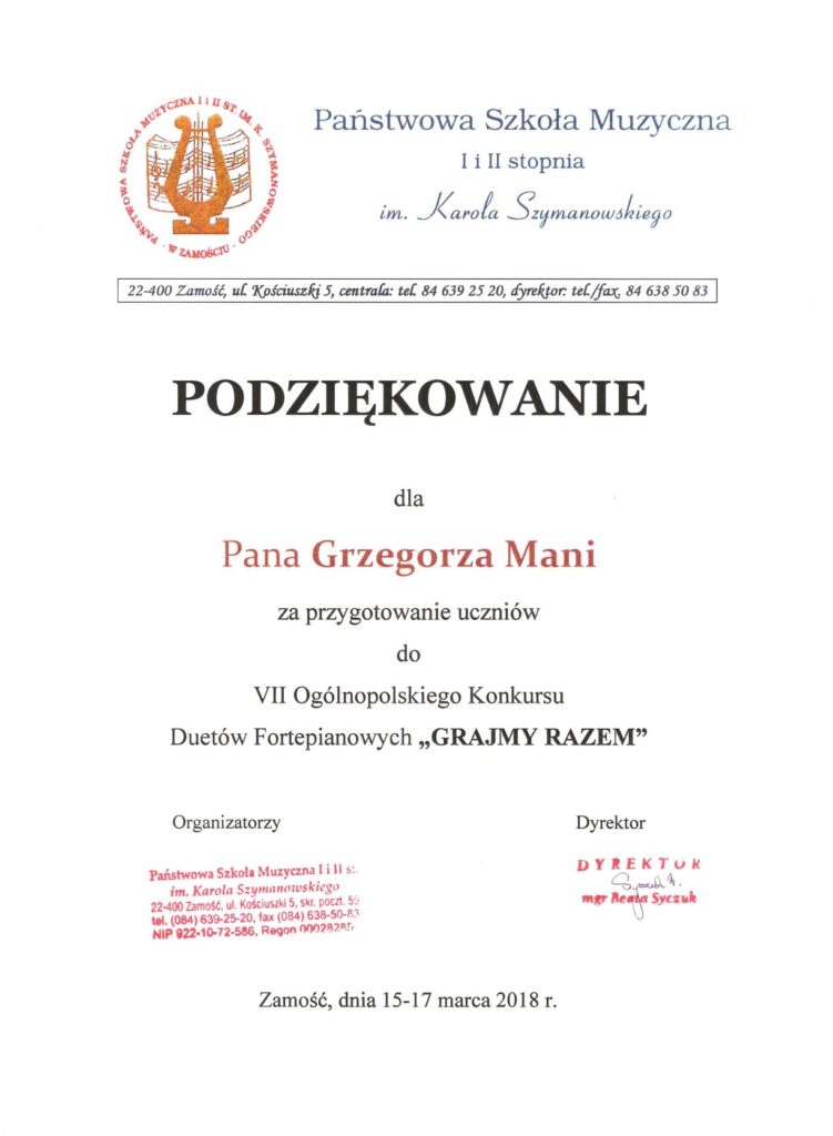 Podziękowanie G.mania 1