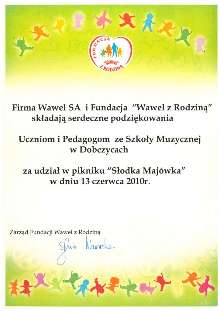 Podziękowania 2010 R.