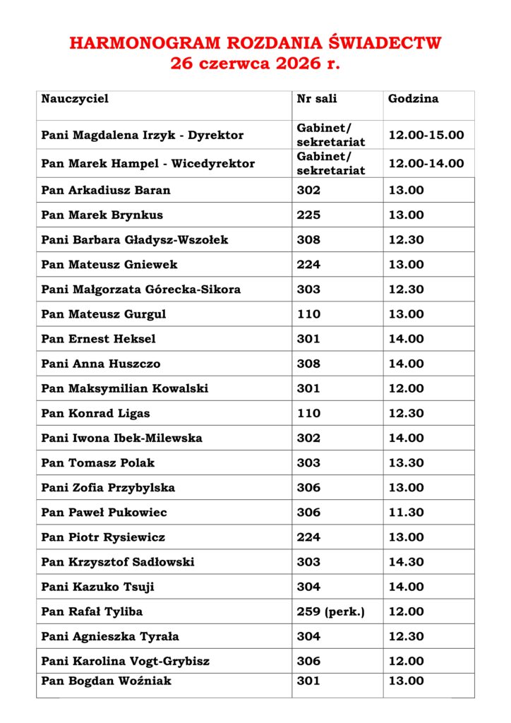 Harmonogram Rozdania Świadectw 2026 1